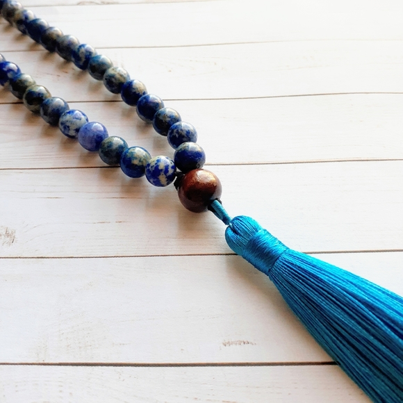 108 Lapis Lazuli Mala Necklace - Picture 2 of 2